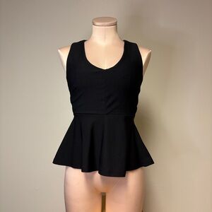 Revamped Elegant Black Peplum Tank Top